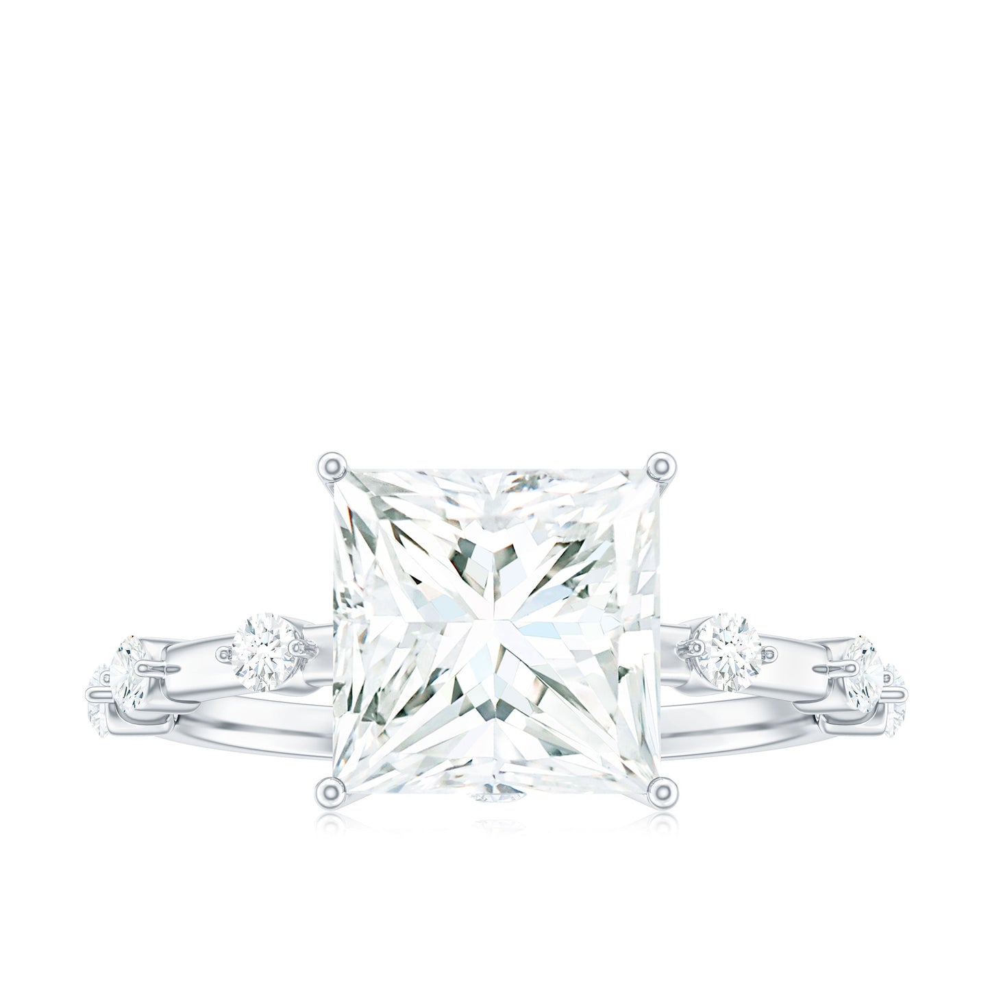 3 Carat Certified Princess Cut Moissanite Solitaire Engagement Ring
