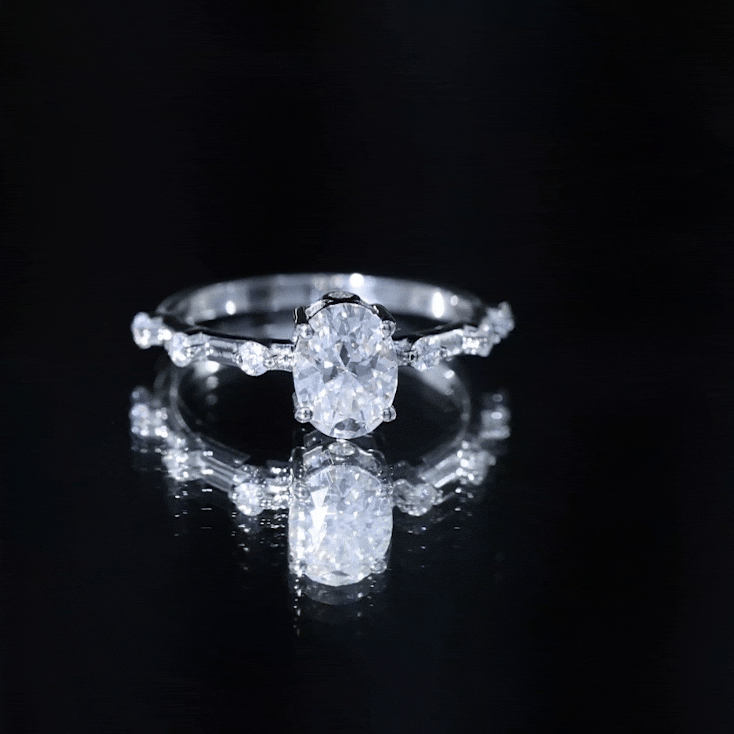 Certified 1 Carat Moissanite Oval Engagement Ring for Women