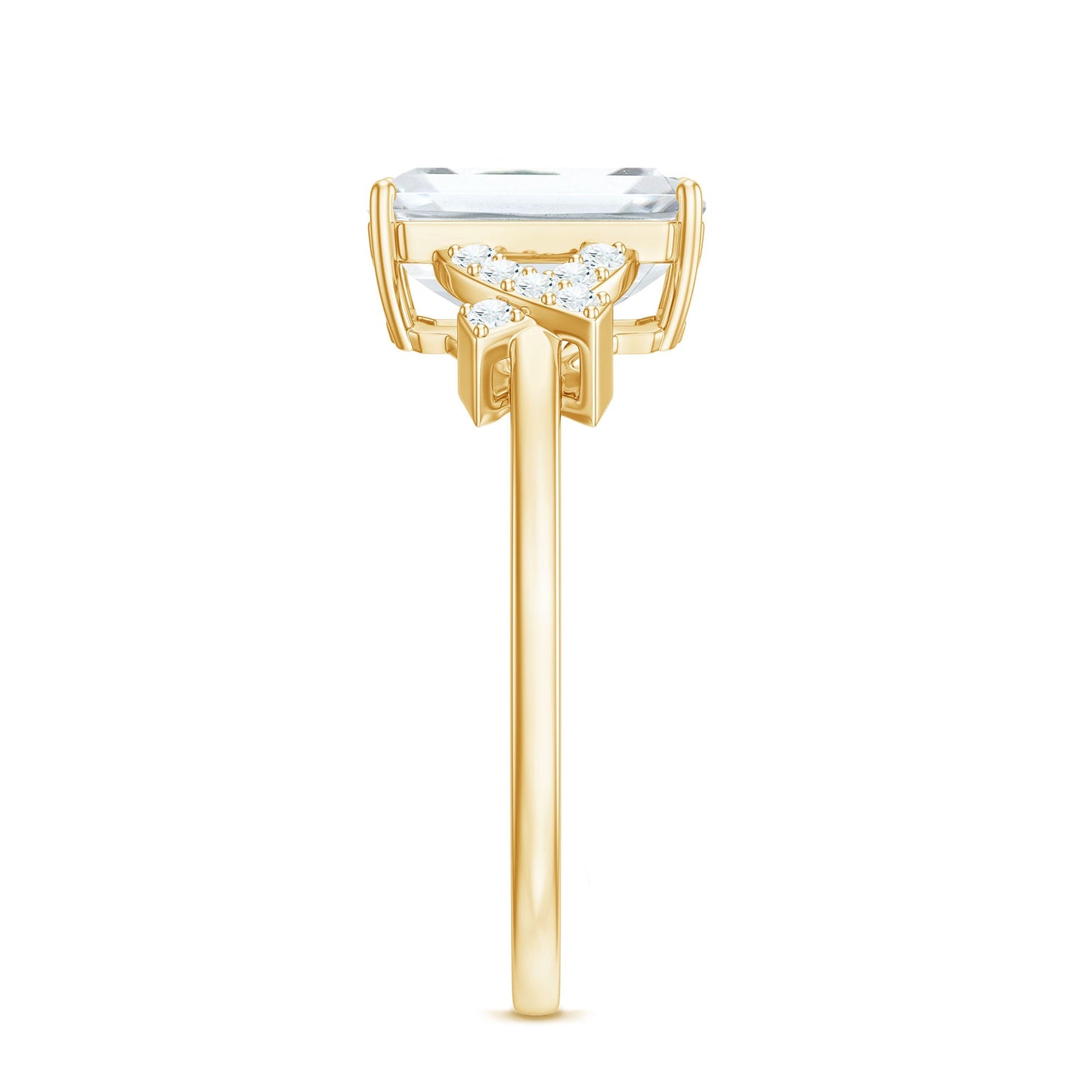 2.8 Carat Emerald Cut Certified Moissanite Solitaire Engagement Ring