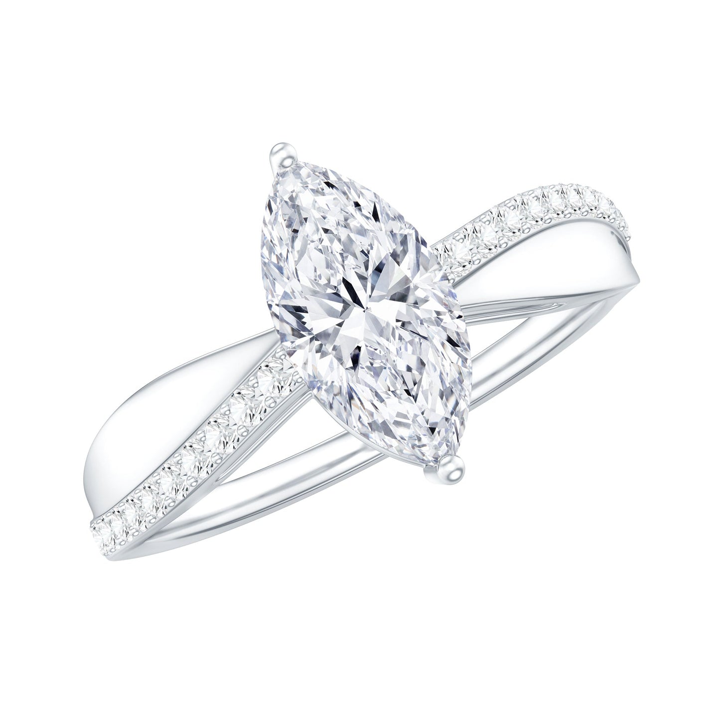 Classic Marquise Cut Moissanite Solitaire Engagement Ring