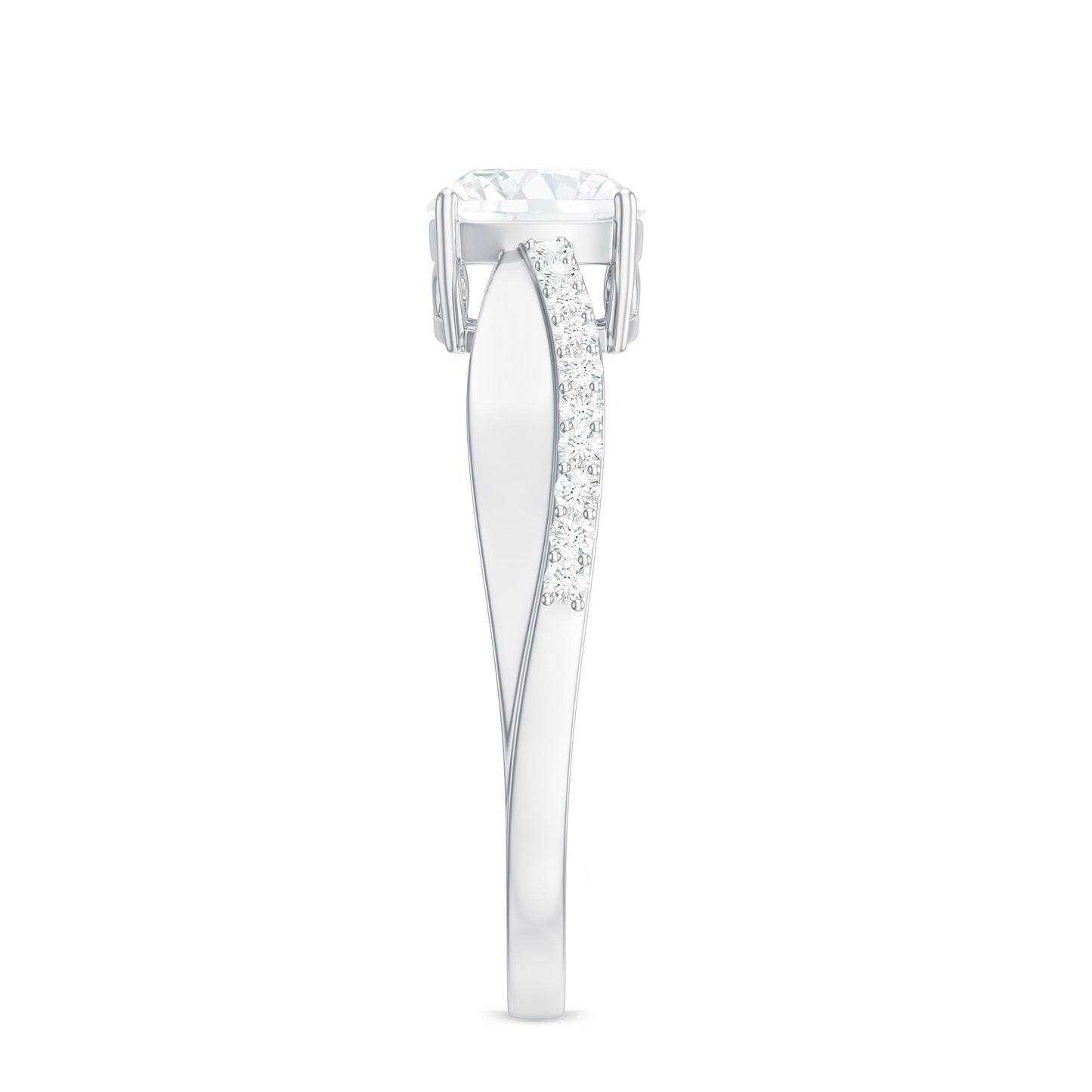 Cushion Cut Moissanite Bypass Engagement Ring