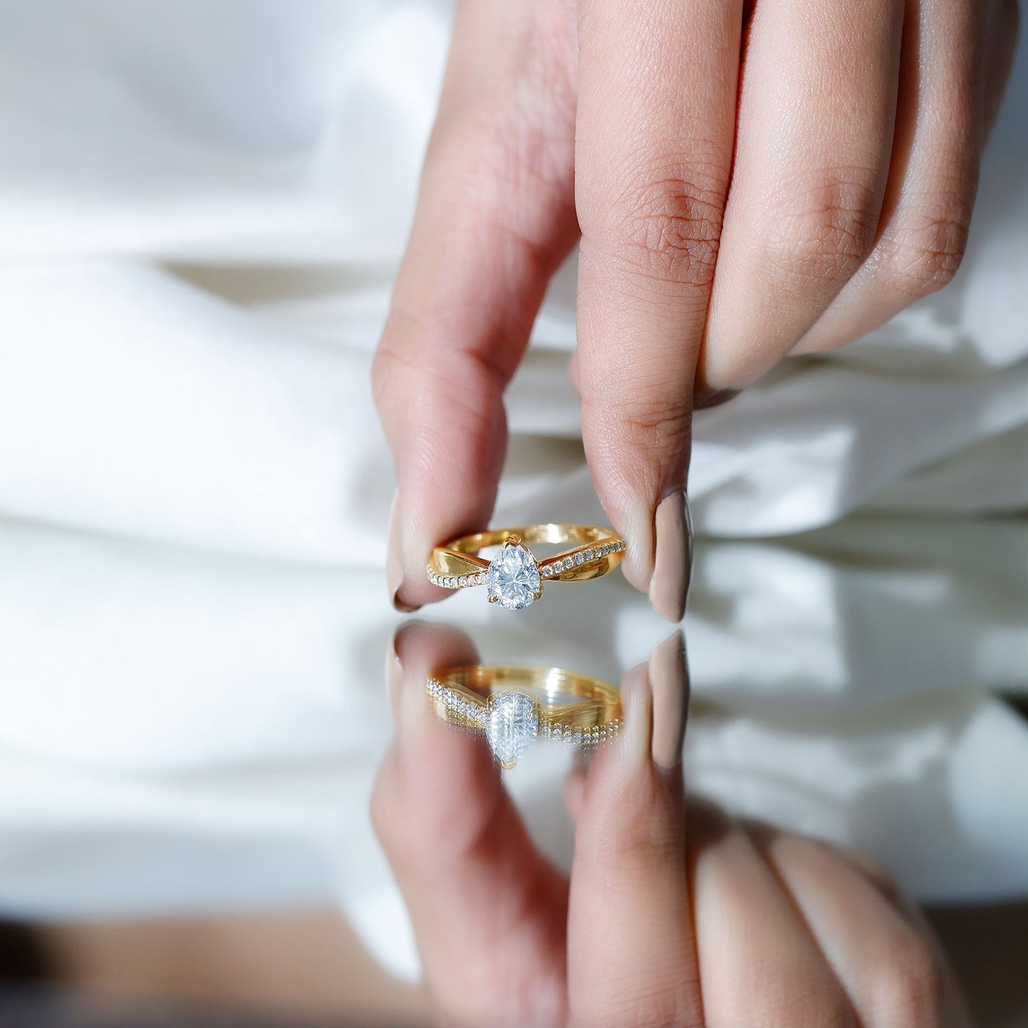 1.3 Carat Pear Shape Moissanite Solitaire Engagement Ring