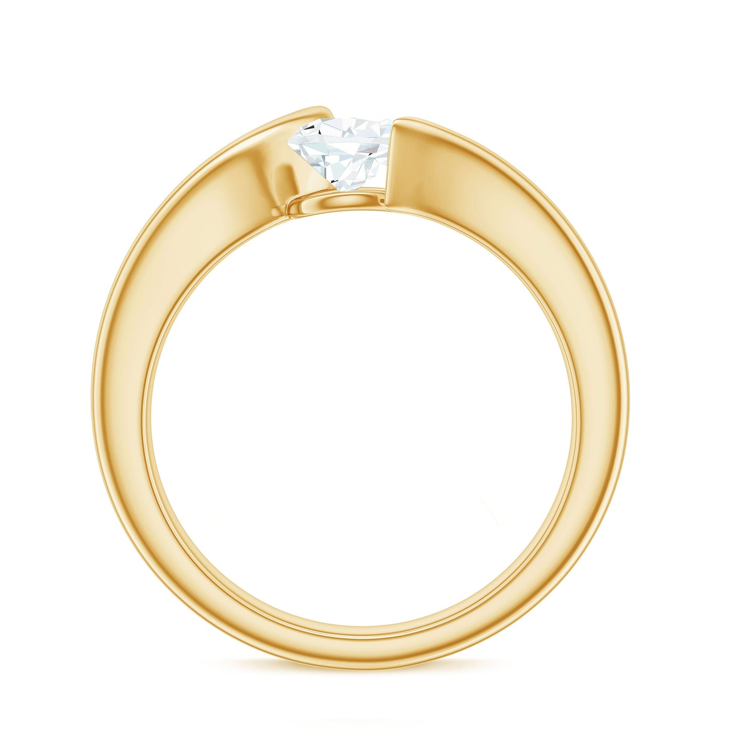 0.7 Carat Pear Cut Moissanite Solitaire Ring with Bypass Shank
