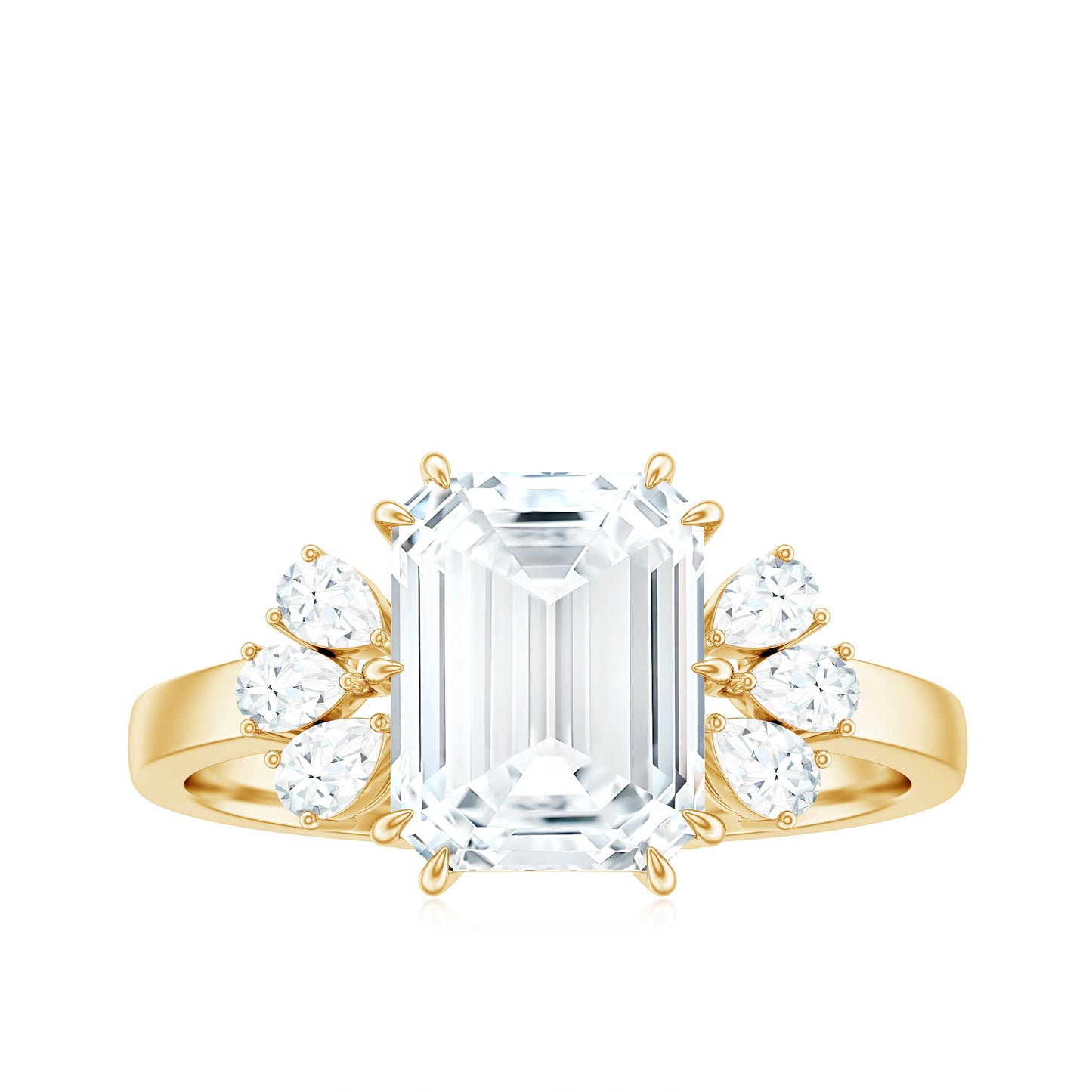 2.8 Carat Emerald Cut Moissanite Solitaire Engagement Ring For Women