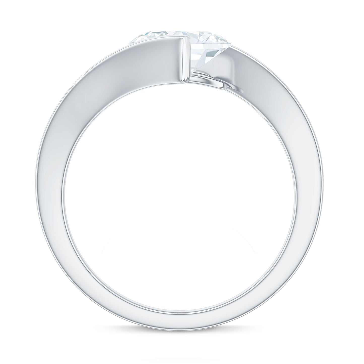 1.2 Carat Oval Moissanite Solitaire Engagement Ring with Bypass Shank