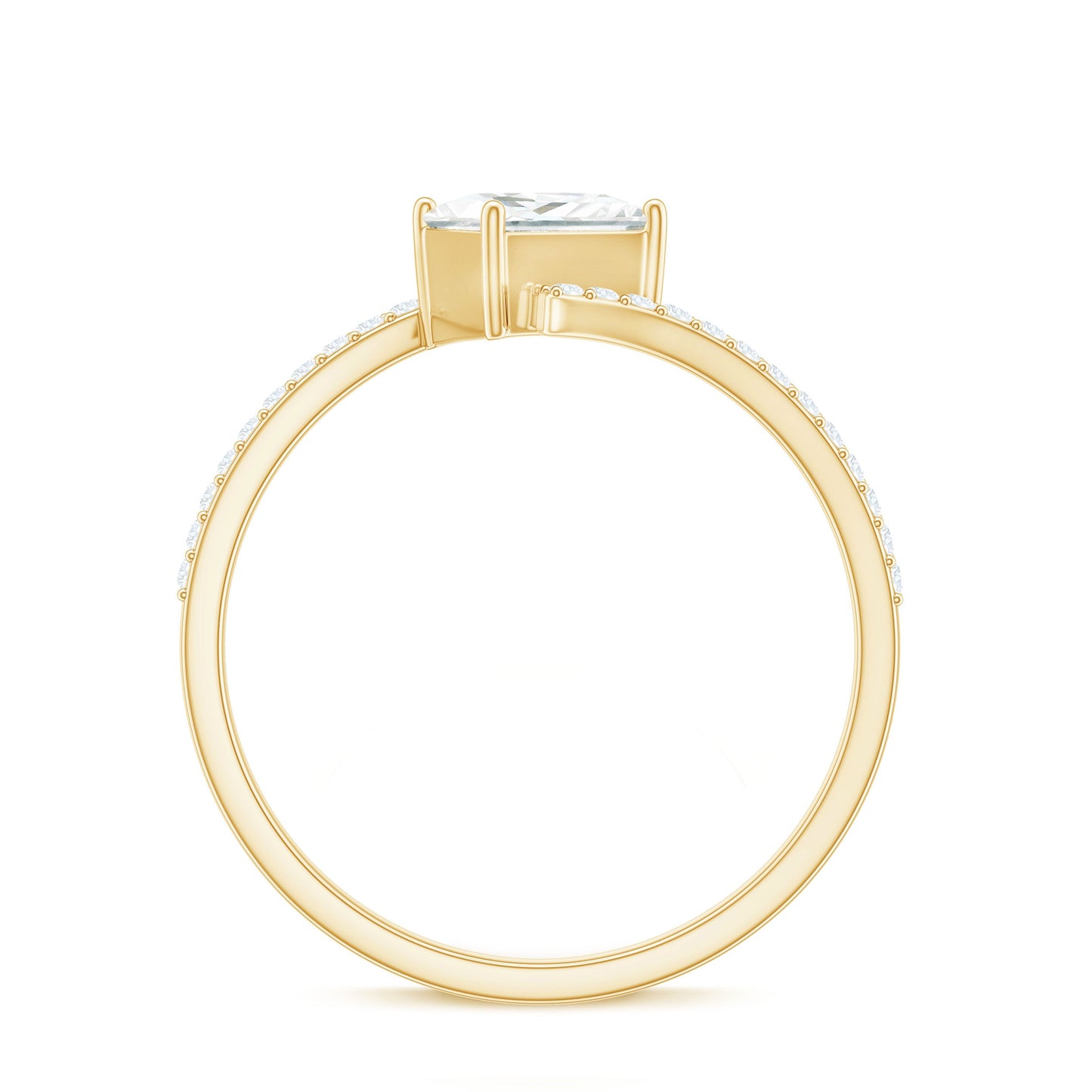 Certified Princess Cut Tilted Moissanite Solitaire Promise Ring