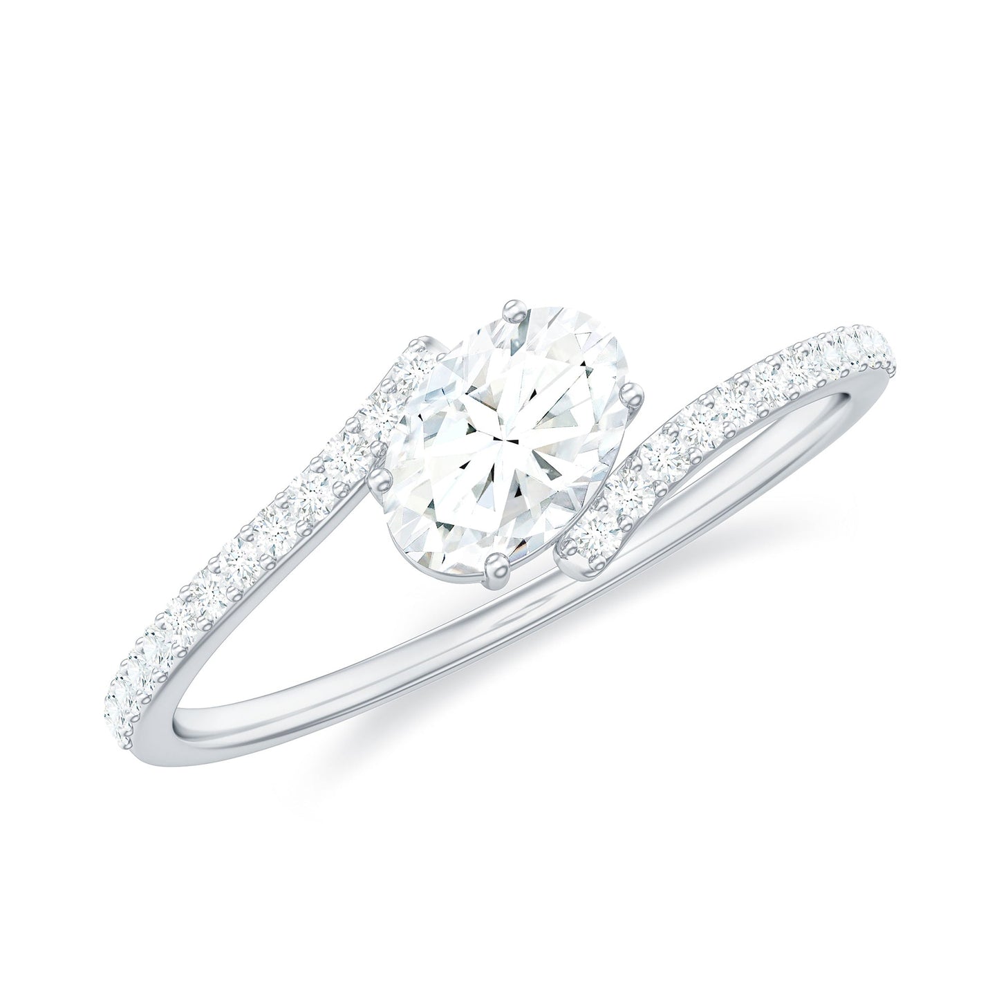 0.4 Carat Oval Cut Moissanite East West Promise Ring