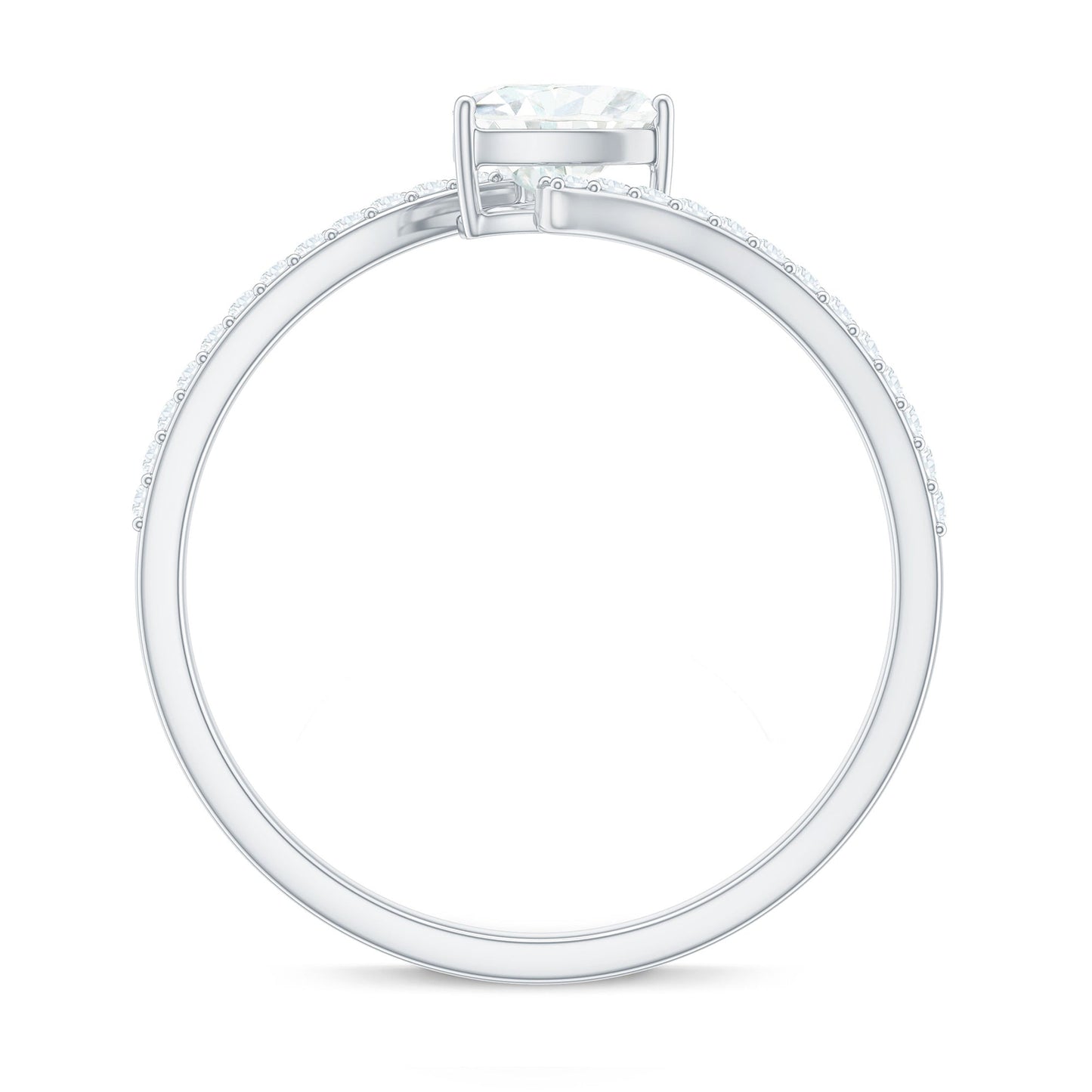 0.5 Carat Heart Shape Moissanite Promise Ring with Bypass Shank