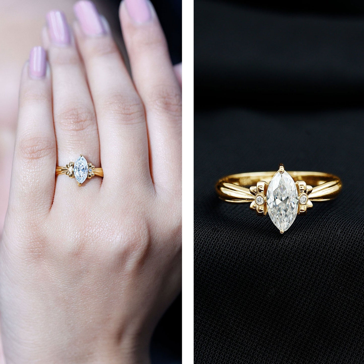 1 Carat Brilliant Cut Certified Moissanite Statement Ring