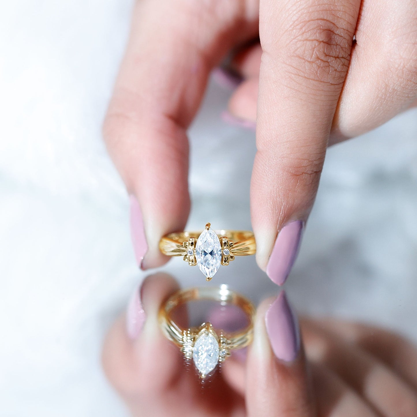 1 Carat Brilliant Cut Certified Moissanite Statement Ring