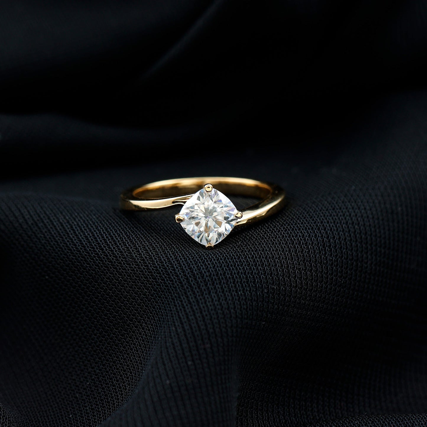 1.7 Carat Cushion Cut Moissanite Bypass Engagement Ring
