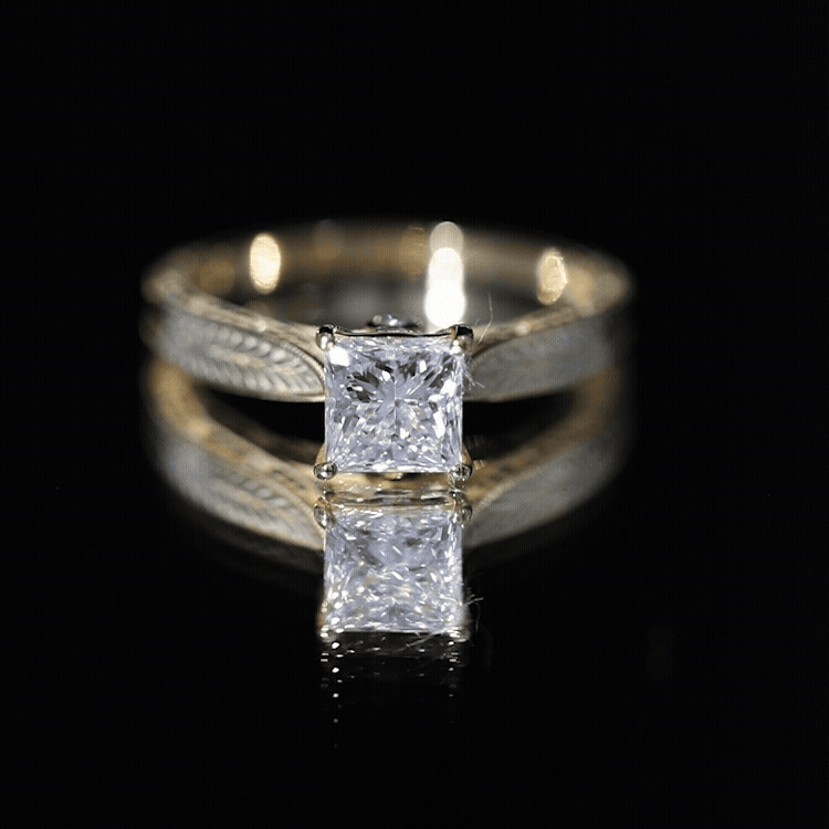 Princess Cut 1.2 Carat Moissanite Solitaire Engagement Ring