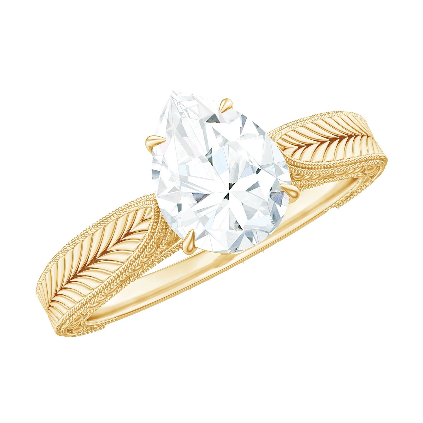 Claw Set Pear Shape Moissanite Engagement Ring