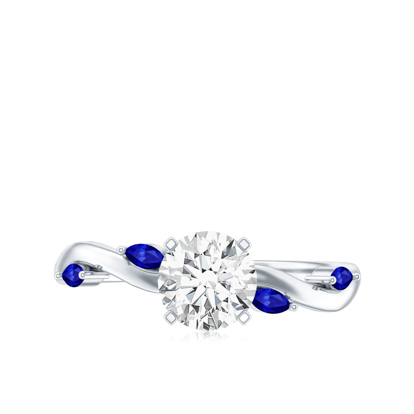 Certified Lab Grown Diamond Engagement Ring with Sapphire