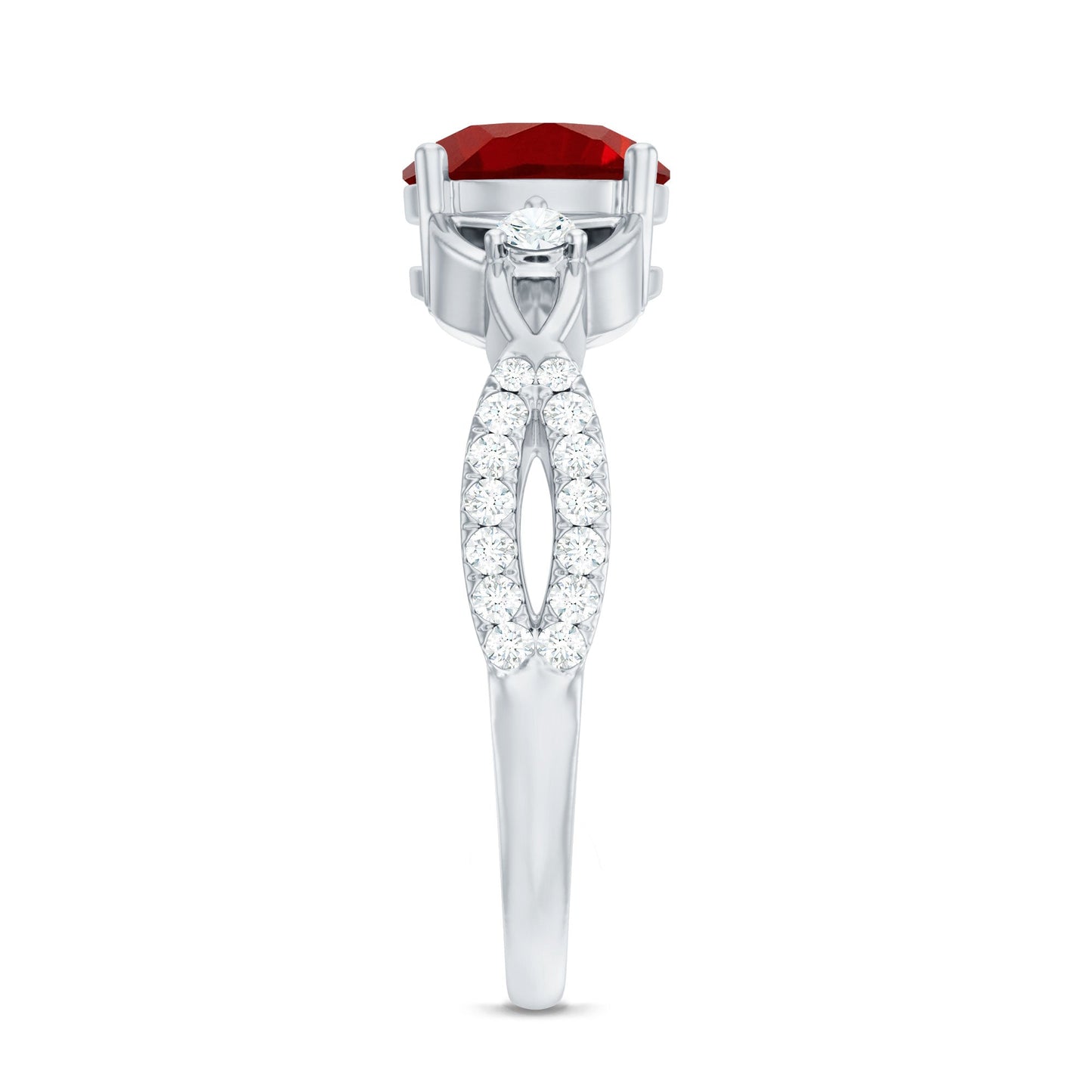 Certified Lab Created Ruby Solitaire Engagement Ring with Diamonds