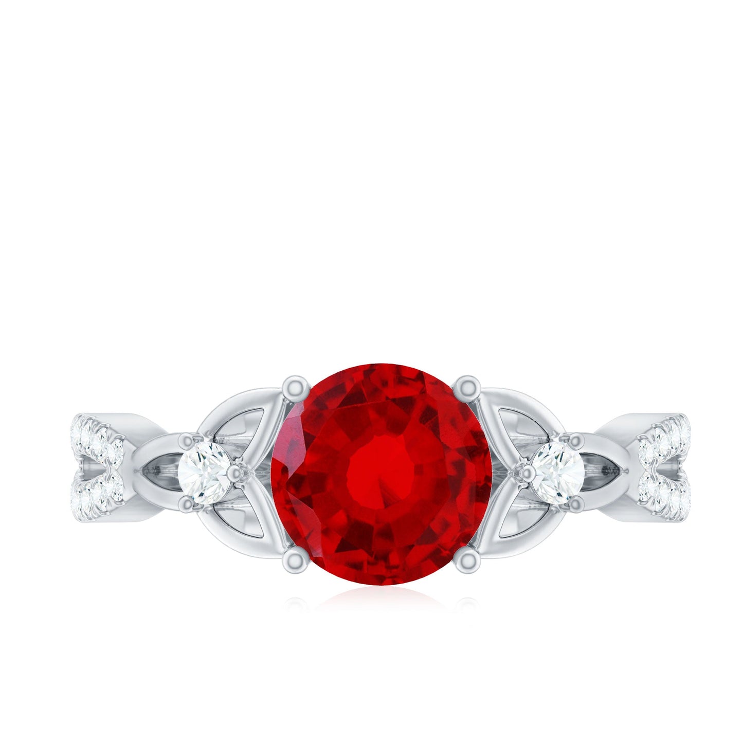 Certified Lab Created Ruby Solitaire Engagement Ring with Diamonds