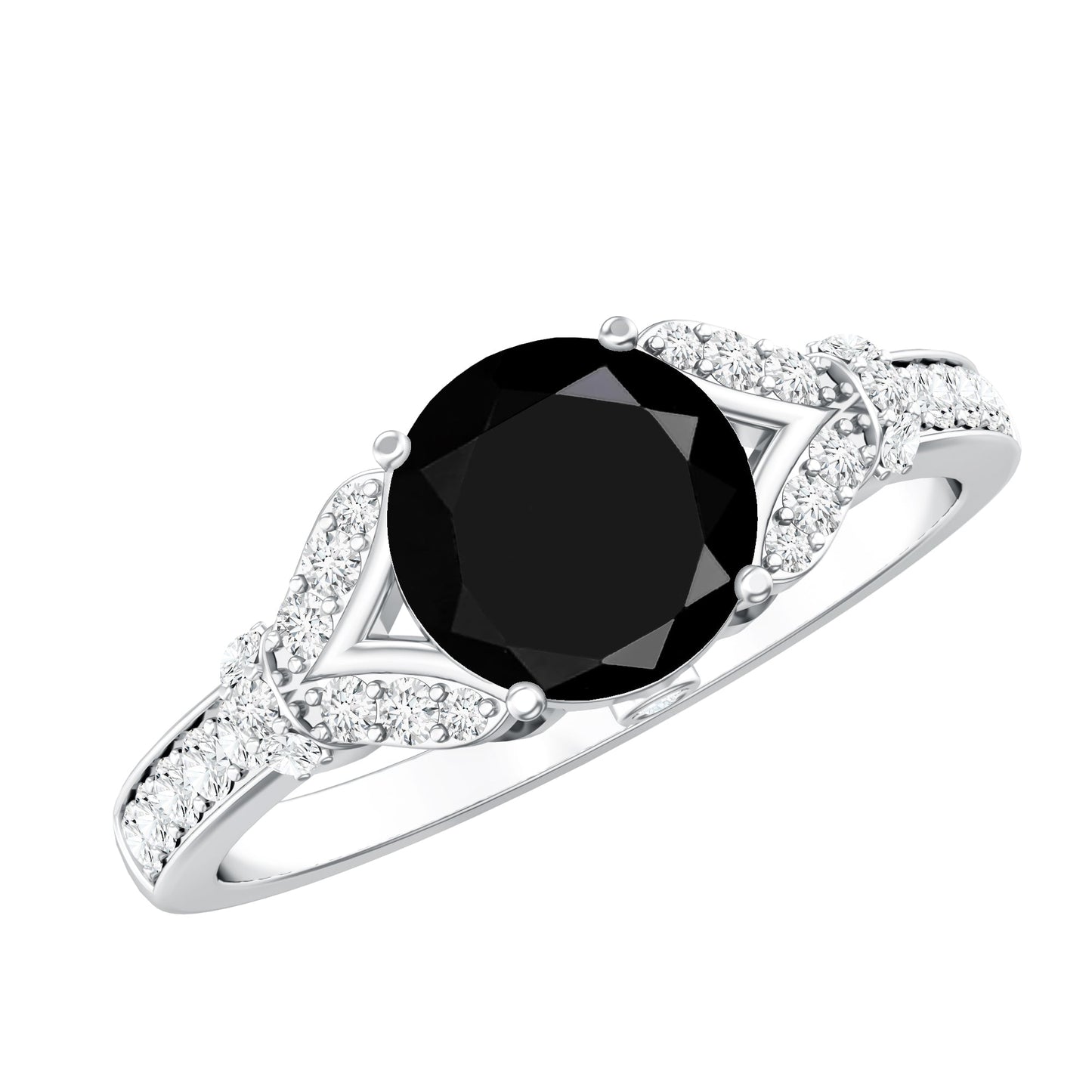 Lab Grown Black Diamond Solitaire Engagement Ring