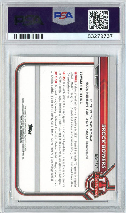 Graded 2021 Bowman University Brock Bowers #83 Paper Prospects Rookie RC Football Card PSA 10