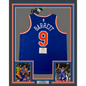Framed Autographed/Signed RJ R.J. Barrett 35x39 New York Knicks Blue Basketball Jersey Fanatics COA