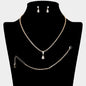 Teardrop Stone Cluster Pendant Pointed Rhinestone Paved Jewelry Set