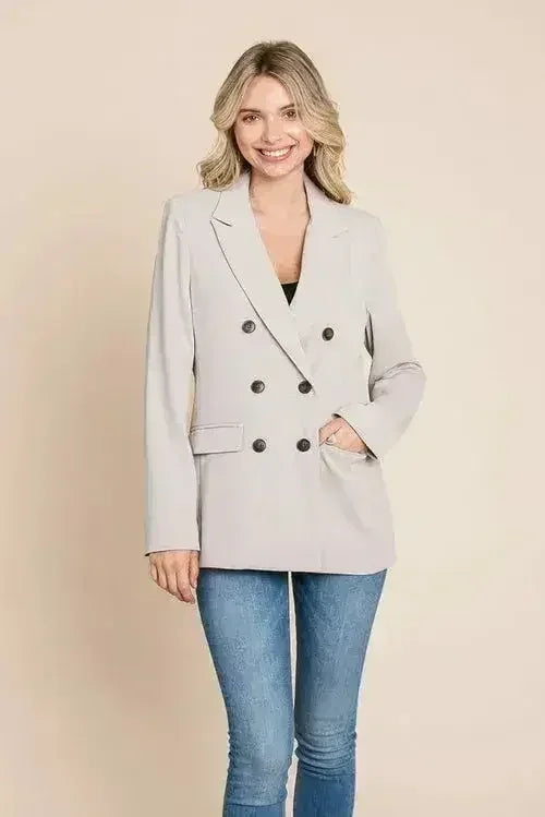 Double Breasted Lapel Collar Jacket Blazer