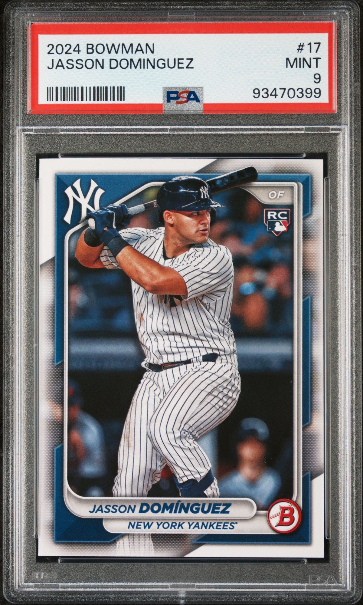 Graded 2024 Topps Bowman Jasson Dominguez #17 Rookie RC Baseball Card PSA 9 Mint
