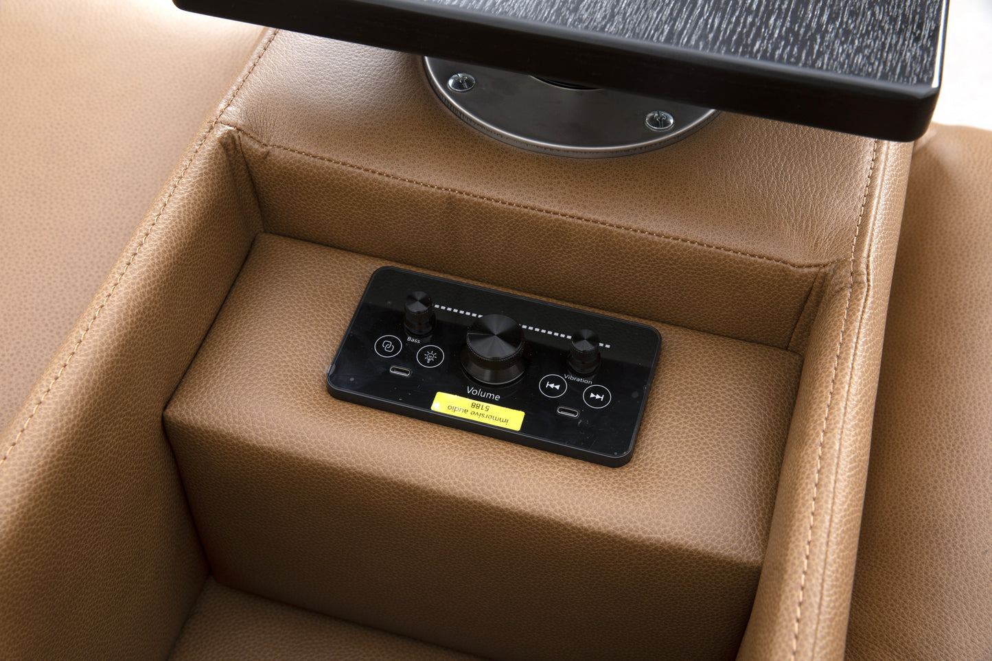 Rally Pro Caramel 6-Piece Power Reclining Sectional with Console and Immersive Sound System