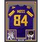 Framed Autographed/Signed Randy Moss 35x39 Minnesota Color Rush Purple Football Jersey Beckett BAS COA