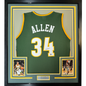 Framed Autographed/Signed Ray Allen 35x39 Seattle Green Basketball Jersey Beckett BAS COA