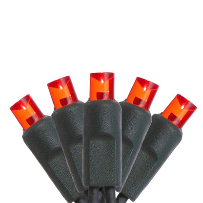 4 pack - 5mm - 100 ct - Red LED - 4" spacing - Green wire - 33 ft long