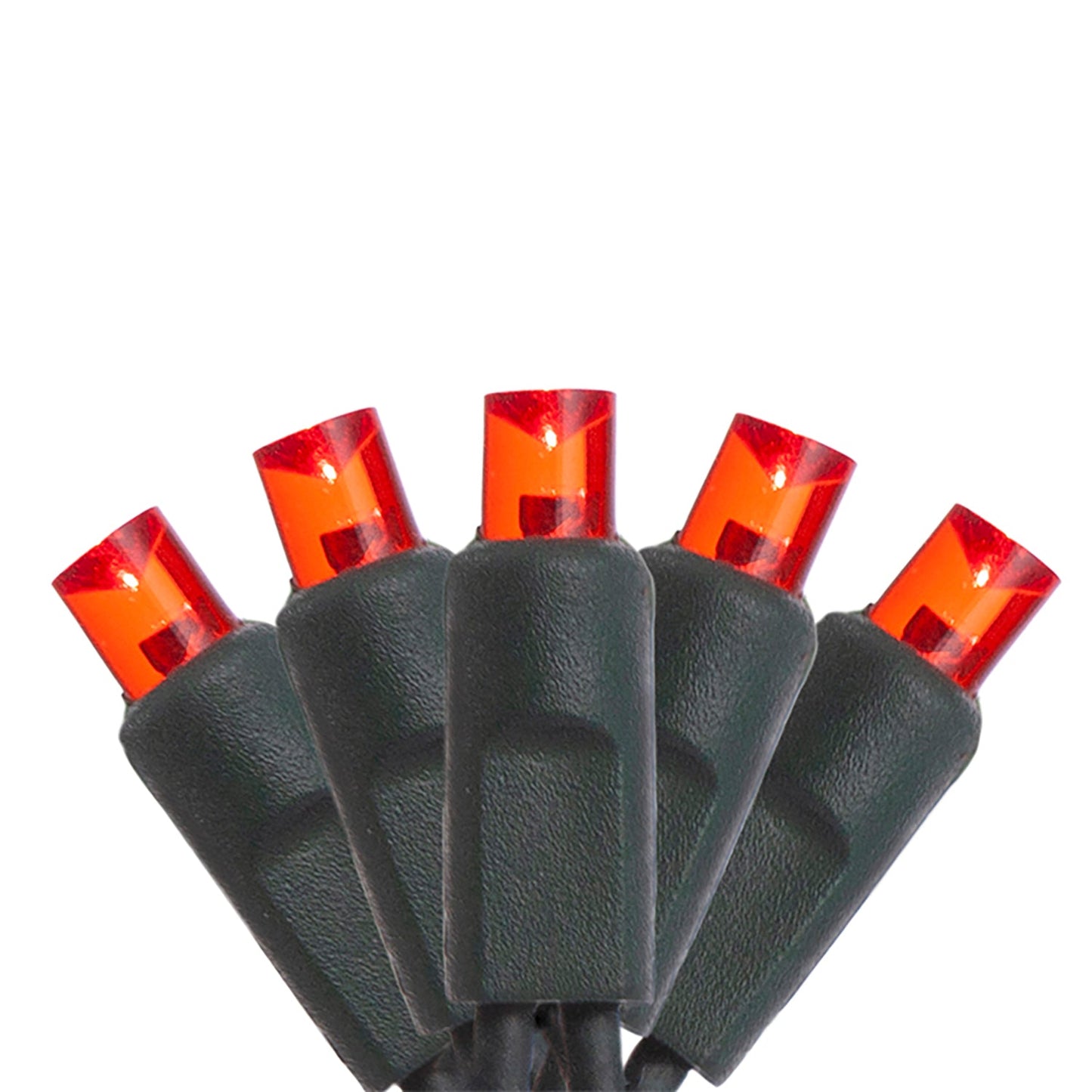 4 pack - 5mm - 50 ct - Red LED- 4" spacing - Green wire - 17 ft long