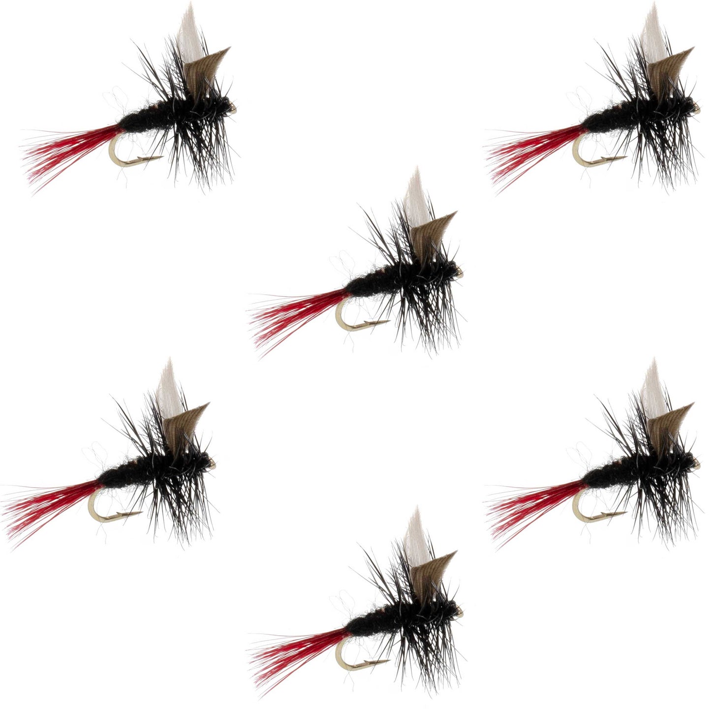 Red-Tailed Black Gnat Classic Dry Fly - 6 Flies Size 16