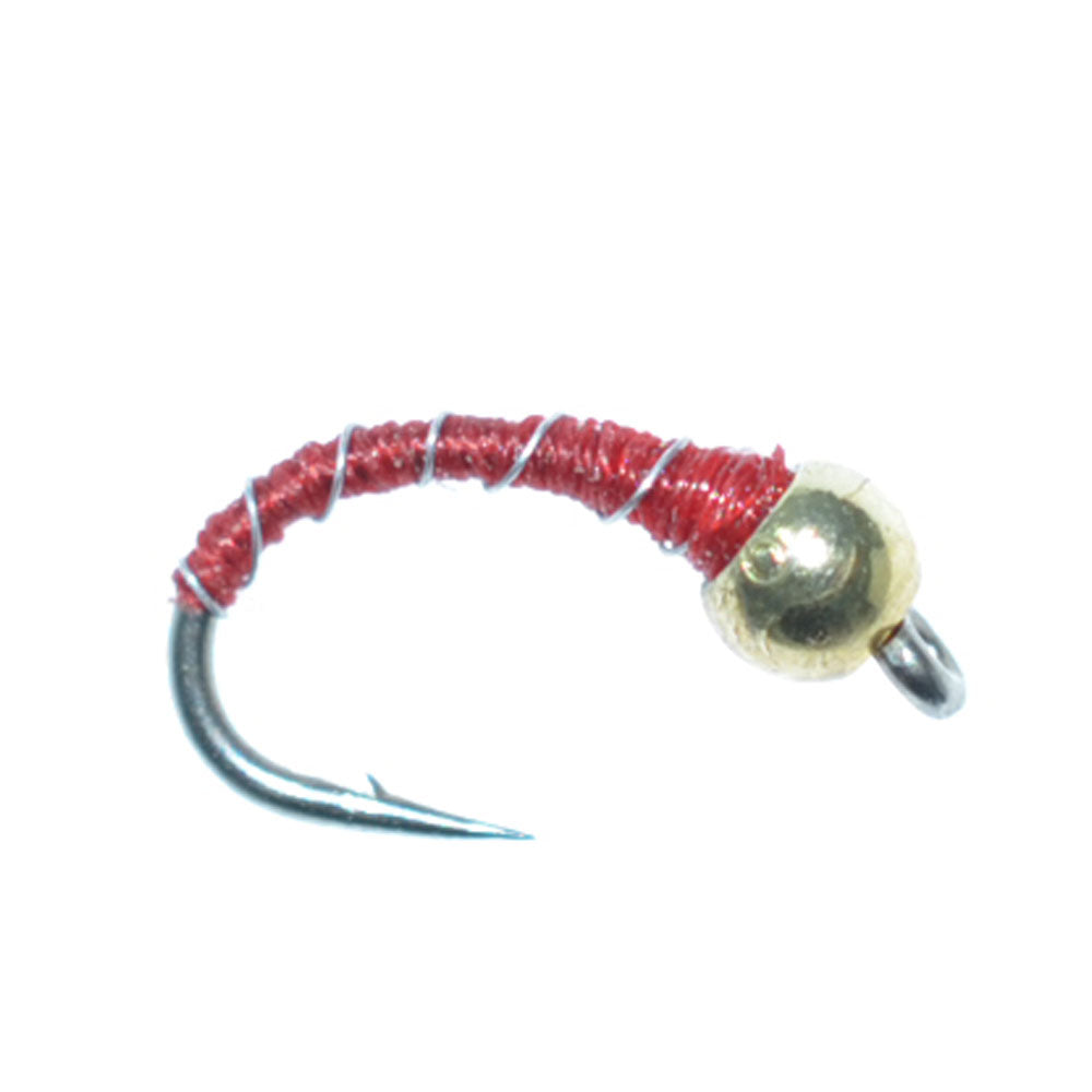 Bead Head Red Zebra Midge Still Water Nymph 6 Flies Hook Size 18