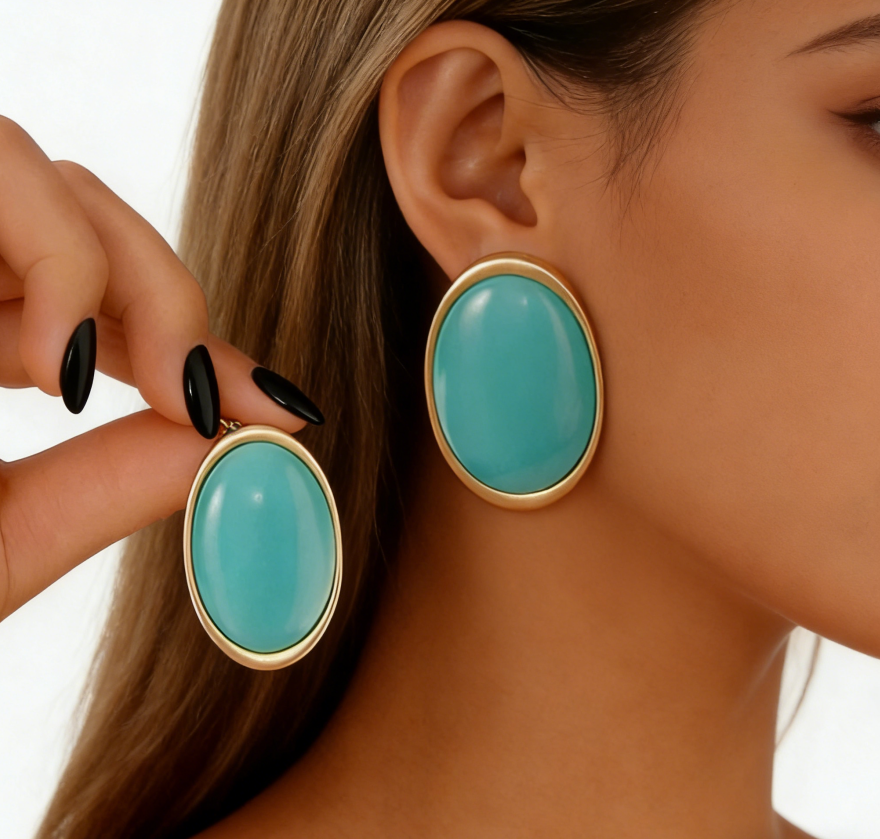 Minimalist Resin Oval Geometric Earrings