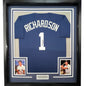 Framed Autographed/Signed Bobby Richardson 60 WS MVP 35x39 New York Blue Baseball Jersey JSA COA
