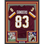 Framed Autographed/Signed Ricky Sanders 35x39 Washington Burgundy Football Jersey JSA COA