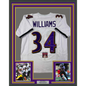 Framed Autographed/Signed Ricky Williams 35x39 Smoke Weed Everyday Inscribed Baltimore White Football Jersey JSA COA