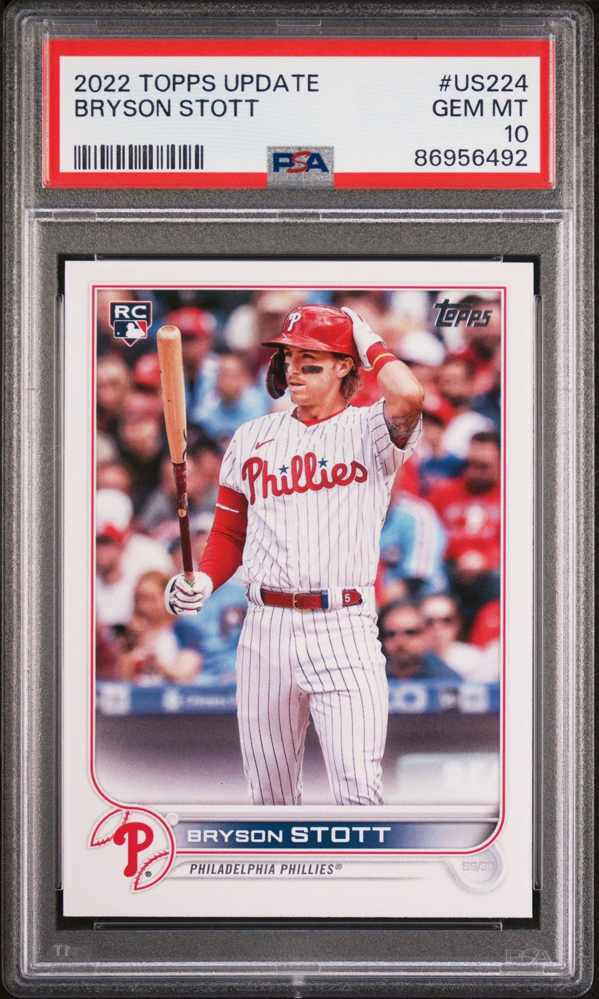 Graded 2022 Topps Update Bryson Stott #US224 Rookie RC Baseball Card PSA 10 Gem Mint