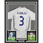 Framed Autographed/Signed Roberto Carlos 35x39 Real Madrid White Soccer Jersey Beckett BAS COA