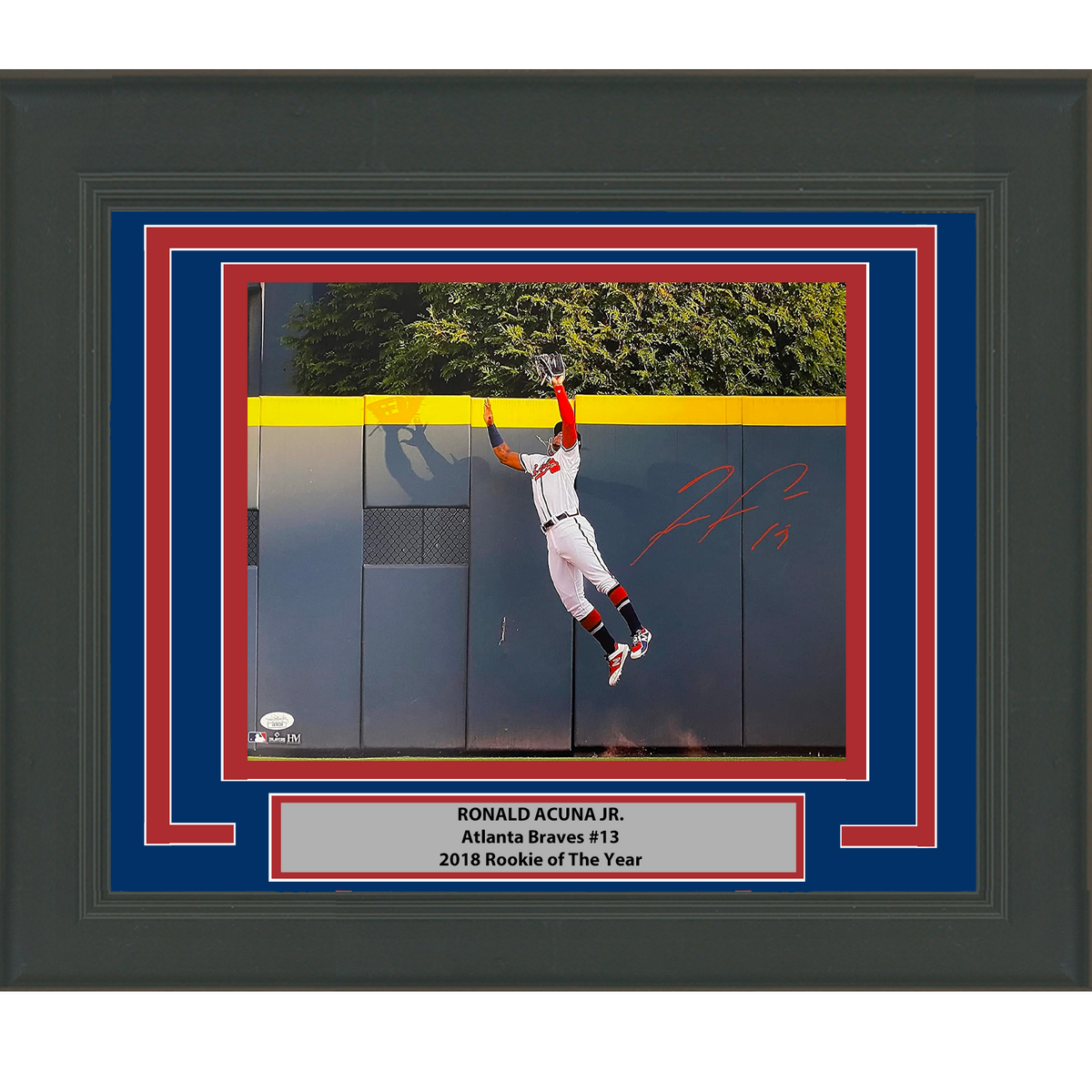Framed Autographed/Signed Ronald Acuna Jr. Atlanta Braves 16x20 Baseball Photo JSA COA #4