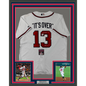 Framed Autographed/Signed Ronald Acuna Jr. 35x39 It's Over Majestic Atlanta Braves White Baseball Jersey JSA COA