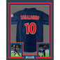 Framed Autographed/Signed Ronaldinho 35x39 PSG Paris Saint Germain Blue Soccer Futbol Jersey Beckett BAS COA