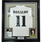 Framed Autographed/Signed Ronaldo Nazario 35x39 Real Madrid White Soccer Jersey Beckett BAS COA
