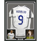 Framed Autographed/Signed Ronaldo Nazario 35x39 Real Madrid White Soccer Jersey Beckett BAS COA