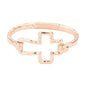 Women's Hammered Open Metal Cross Hook Bracelet