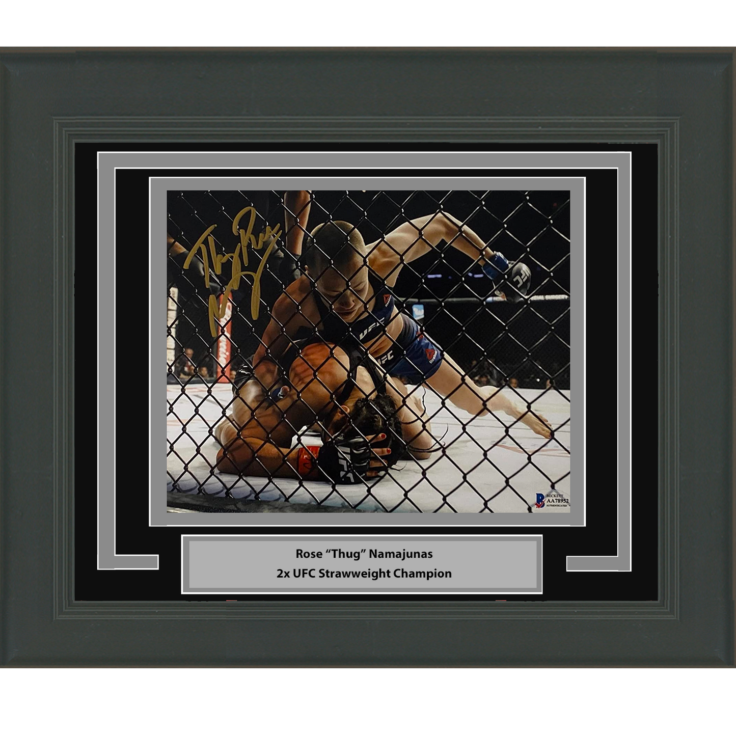 Framed Autographed/Signed Thug Rose Namajunas UFC MMA Ultimate Fighting 8x10 Photo Beckett BAS COA