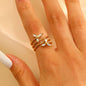 Stainless Steel Zircon Line Ring