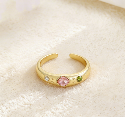 Oil-Dropped Zircon Ring for Women