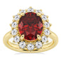 AGI Certified 3CTW Oval Lab Ruby Princess Diana Engagement Ring With Lab Diamond Halo in Choice of 14K White or Yellow Gold – 9x7mm