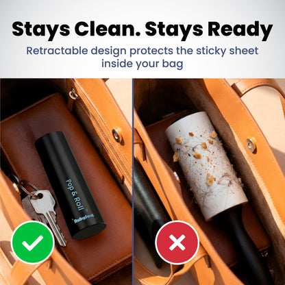 Retractable Mini Lint Roller for Pet Hair with 2 Refills